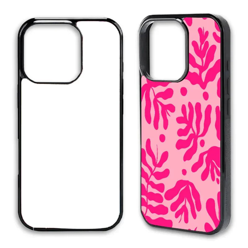 Blanco iPhone-sublimatiehoesje en hetzelfde hoesje na het drukken
