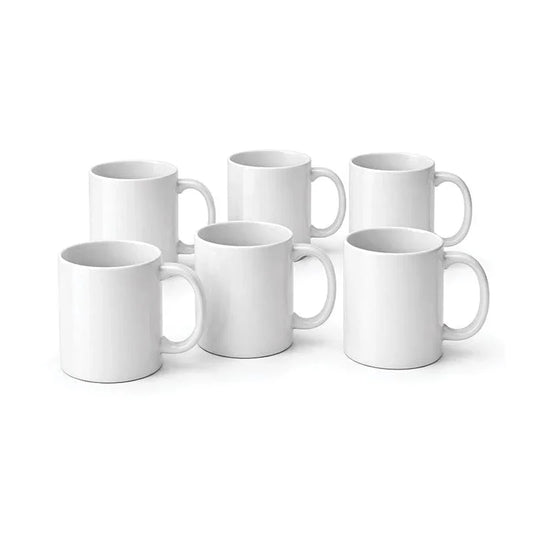 Set van 6 witte sublimatie mokken – Keramische mokken 330 ml